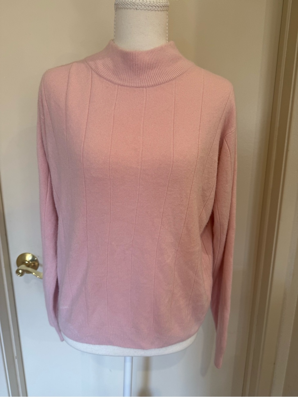 dressbarn Pink Mock Neck Ribbed Sweater